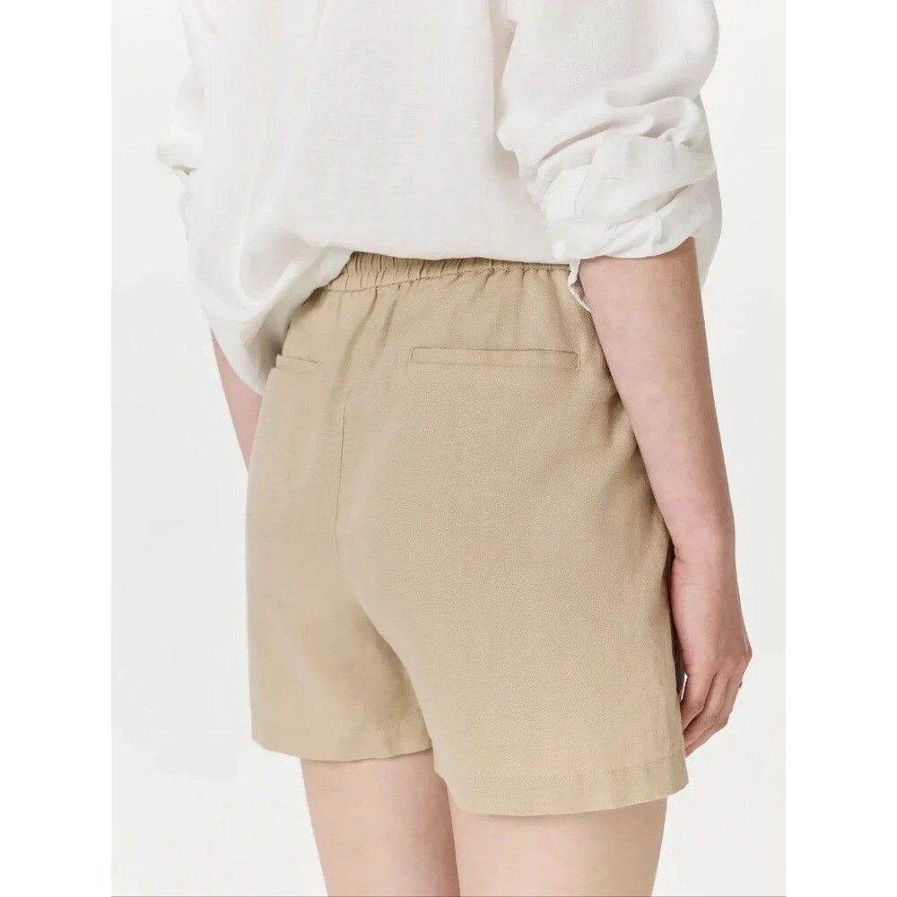 NEW~QUINCE Women's 100% European Linen Shorts in "Driftwood" Beige Large - Picture 3 of 13